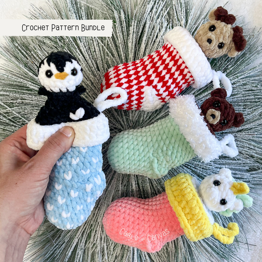 Stocking Pop Crochet Pattern Bundle - low sew digital pattern