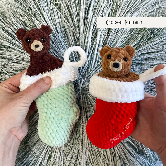 Teddy Bear Stocking Pop Crochet Pattern - low sew digital pattern